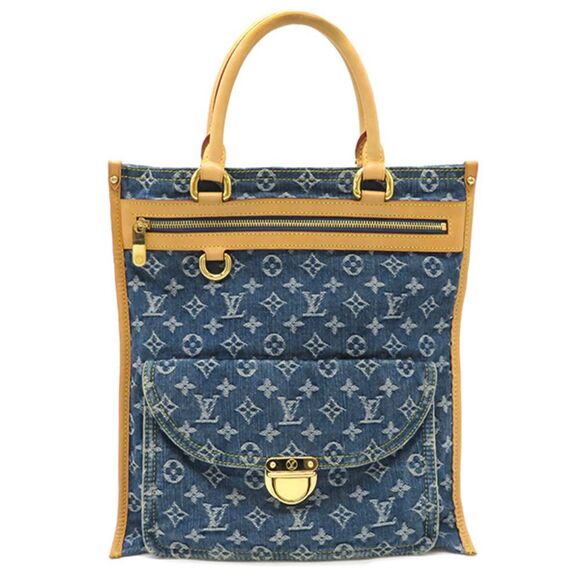 Louis Vuitton Handbag Flat Shopper Monogram Denim Tote Bag - Picture 1 of 12
